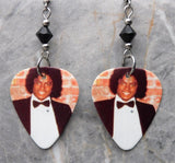 Michael Jackson Guitar Pick Earrings with Black Swarovski Crystals