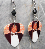 Michael Jackson Guitar Pick Earrings with Black Swarovski Crystals