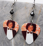 Michael Jackson Guitar Pick Earrings with Black Swarovski Crystals