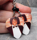 Michael Jackson Guitar Pick Earrings with Black Swarovski Crystals