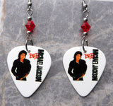 Michael Jackson Bad Guitar Pick Earrings with Red Swarovski Crystals