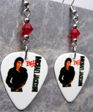 Michael Jackson Bad Guitar Pick Earrings with Red Swarovski Crystals