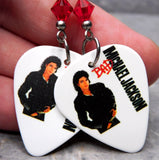 Michael Jackson Bad Guitar Pick Earrings with Red Swarovski Crystals