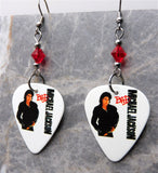 Michael Jackson Bad Guitar Pick Earrings with Red Swarovski Crystals
