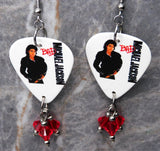 Michael Jackson Bad Guitar Pick Earrings with Red Swarovski Crystal Dangles