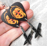 Halloween Movie Michael Myers Guitar Pick Earrings with Stainless Steel Knives Charm Dangles
