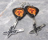 Halloween Movie Michael Myers Guitar Pick Earrings with Stainless Steel Knives Charm Dangles