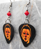 Halloween Movie Michael Myers Guitar Pick Earrings with Opaque Red Swarovski Crystals