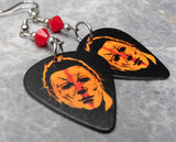 Halloween Movie Michael Myers Guitar Pick Earrings with Opaque Red Swarovski Crystals