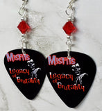 Misfits Legacy of Brutality Guitar Pick Earrings with Red Swarovski Crystals