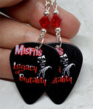 Misfits Legacy of Brutality Guitar Pick Earrings with Red Swarovski Crystals