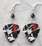 Misfits Bullet Guitar Pick Earrings with Black Swarovski Crystals