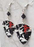 Misfits Bullet Guitar Pick Earrings with Black Swarovski Crystals