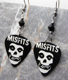 Misfits Guitar Pick Earrings with Black Swarovski Crystals