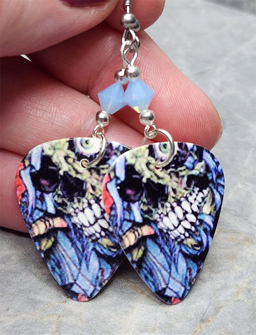 Misfits Guitar Pick Earrings with Air Blue Opal Swarovski Crystals