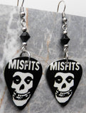 Misfits Guitar Pick Earrings with Black Swarovski Crystals