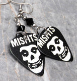 Misfits Guitar Pick Earrings with Black Swarovski Crystals