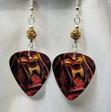 Motorhead Orgasmatron Guitar Pick Earrings with Brown Pave Beads