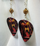 Motorhead Orgasmatron Guitar Pick Earrings with Brown Pave Beads