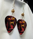 Motorhead Orgasmatron Guitar Pick Earrings with Brown Pave Beads