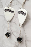Motorhead Guitar Pick Earrings with Black to White Ombre Pave Bead Dangles
