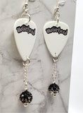 Motorhead Guitar Pick Earrings with Black to White Ombre Pave Bead Dangles