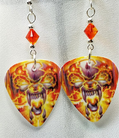 Motorhead Inferno Guitar Pick Earrings with Orange Swarovski Crystals
