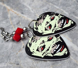 Classic Movie Monsters The Mummy Guitar Pick Earrings with Red Swarovski Crystals
