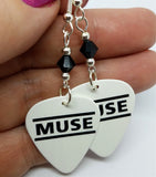 Muse Guitar Pick Earrings with Black Swarovski Crystals