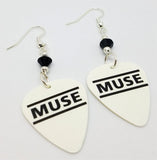 Muse Guitar Pick Earrings with Black Swarovski Crystals