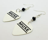 Muse Guitar Pick Earrings with Black Swarovski Crystals