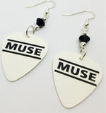 Muse Guitar Pick Earrings with Black Swarovski Crystals