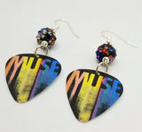 Muse The Resistance Tour 2010 Guitar Pick Earrings with MultiColor Pave Beads