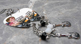 Matt Bellamy of Muse Guitar Pick Earrings with Stainless Steel Charm and Swarovski Crystal Dangles
