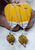 Muse Origin of Symmetry Guitar Pick Earrings with Orange Pave Bead Dangles