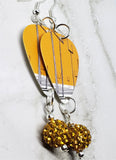 Muse Origin of Symmetry Guitar Pick Earrings with Orange Pave Bead Dangles
