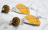 Muse Origin of Symmetry Guitar Pick Earrings with Orange Pave Bead Dangles