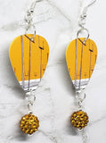 Muse Origin of Symmetry Guitar Pick Earrings with Orange Pave Bead Dangles