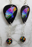 Muse The 2nd Law Guitar Pick Earrings with MultiColor Pave Bead Dangles