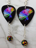 Muse The 2nd Law Guitar Pick Earrings with MultiColor Pave Bead Dangles