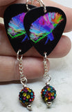 Muse The 2nd Law Guitar Pick Earrings with MultiColor Pave Bead Dangles