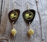 My Chemical Romance Guitar Pick Earrings with Jonquil Pave Bead Dangles