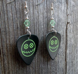 My Chemical Romance Guitar Pick Earrings with Green Swarovski Crystals