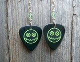 My Chemical Romance Guitar Pick Earrings with Green Swarovski Crystals