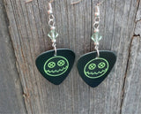 My Chemical Romance Guitar Pick Earrings with Green Swarovski Crystals