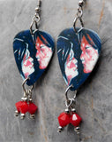 My Chemical Romance Three Cheers for Sweet Revenge Guitar Pick Earrings with Red Swarovski Crystal Dangles