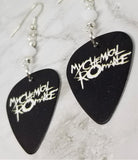My Chemical Romance Black Guitar Pick Earrings with White Swarovski Crystals