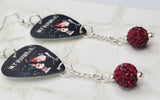 My Chemical Romance Three Cheers for Sweet Revenge Guitar Pick Earrings with Deep Red Pave Bead Dangles