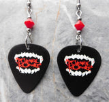 My Chemical Romance In Fangs Guitar Pick Earrings with Red Swarovski Crystals