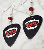 My Chemical Romance In Fangs Guitar Pick Earrings with Red Swarovski Crystals